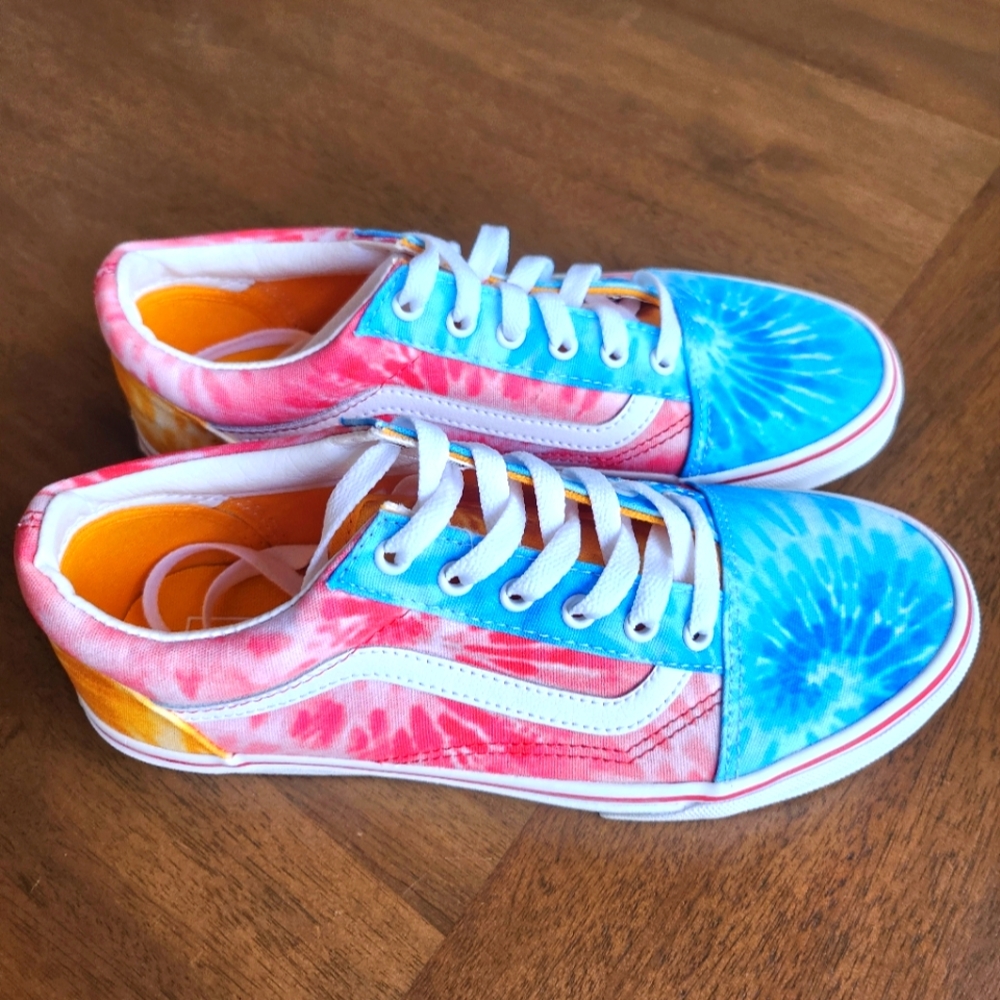 Vans Old Skool Pink, Blue, and Orange Sneakers